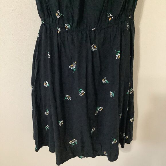 Old Navy Black Floral Cottagecore Summer Tropical Daisy Print Mini Dress Small - Picture 3 of 12